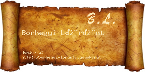 Borhegyi Lóránt névjegykártya