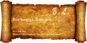 Borhegyi Lóránt névjegykártya